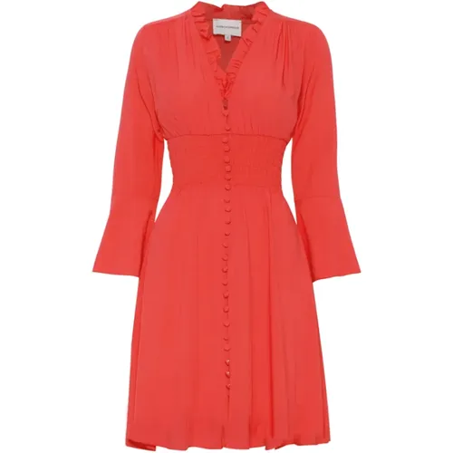 Rotes Kleid mit Smock-Taille , Damen, Größe: XL - American Dreams - Modalova