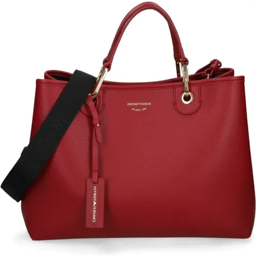 Genarbte Leder Bordeaux Schultertasche - Emporio Armani - Modalova