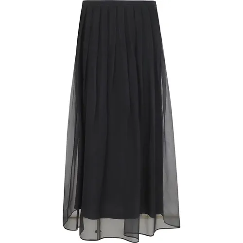 Grey Pleated Midi Skirt Aw24 , female, Sizes: M - BRUNELLO CUCINELLI - Modalova