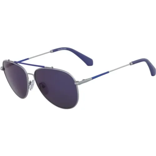 Ckj164S-020 Sonnenbrille Blau Silber , unisex, Größe: 58 MM - Calvin Klein - Modalova