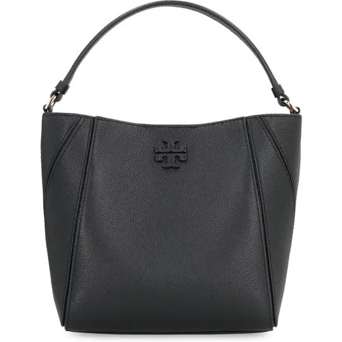 Körnige Leder-Eimer-Tasche mit Haken- und Ösenverschluss - TORY BURCH - Modalova