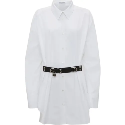 Weißes Hemdkleid mit Vorhängeschloss-Gurt - JW Anderson - Modalova