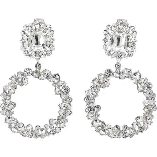 Crystal Hoop Earrings Silver Jewelry , female, Sizes: ONE SIZE - Self Portrait - Modalova