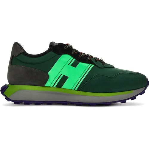 Grüne Sneakers mit Technischen Stoffeinsätzen - Hogan - Modalova