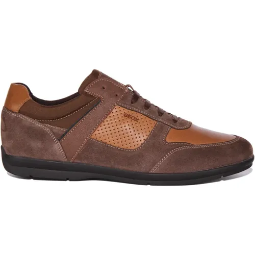 Leather Lace-Up Sneakers Men , male, Sizes: 8 UK, 7 UK, 12 UK, 10 UK, 11 UK, 9 UK - Geox - Modalova