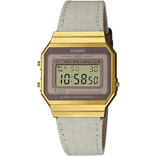 Beige Stoff Digital Quarz Uhr Casio - Casio - Modalova