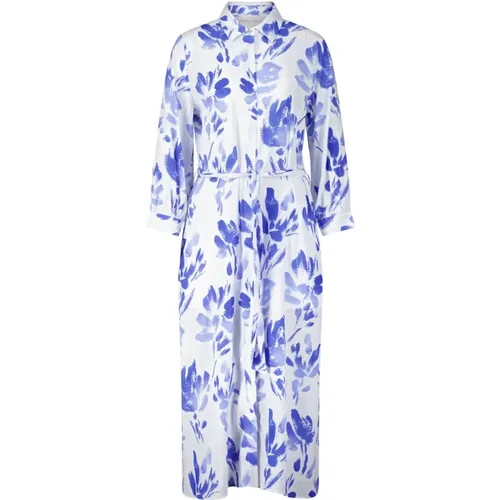 Blau-weißes Hemdblusenkleid , Damen, Größe: M - Rich & Royal - Modalova