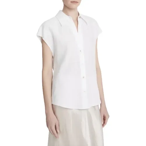 Linen Button-Front Shirt , female, Sizes: S - Vince - Modalova