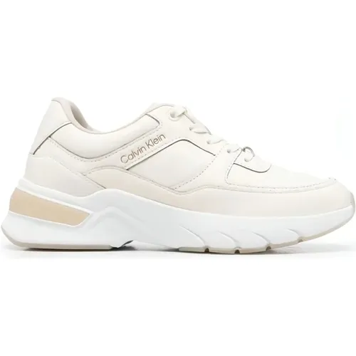 Weiße Leder Sneakers für Frauen , Damen, Größe: 41 EU - Calvin Klein - Modalova