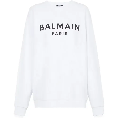 Cotton printed logo sweatshirt , male, Sizes: 2XL, S, XL, M, L - Balmain - Modalova