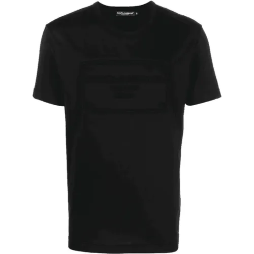 Embossed Plaque T-Shirt , male, Sizes: L, M - Dolce & Gabbana - Modalova