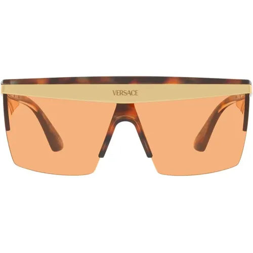 Stylish Ve2254 Sunglasses with Dark Orange Lens , unisex, Sizes: 44 MM - Versace - Modalova