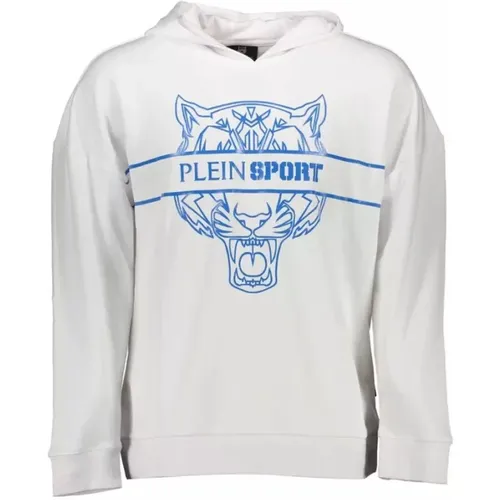 Weißer Kapuzenpullover mit Kontrastdruck , Herren, Größe: M - Plein Sport - Modalova