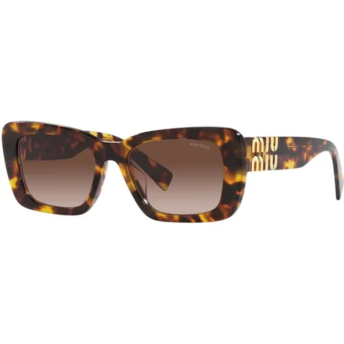 Havana Sonnenbrille mit braunen Shaded Gläsern , Damen, Größe: 53 MM - Miu Miu - Modalova