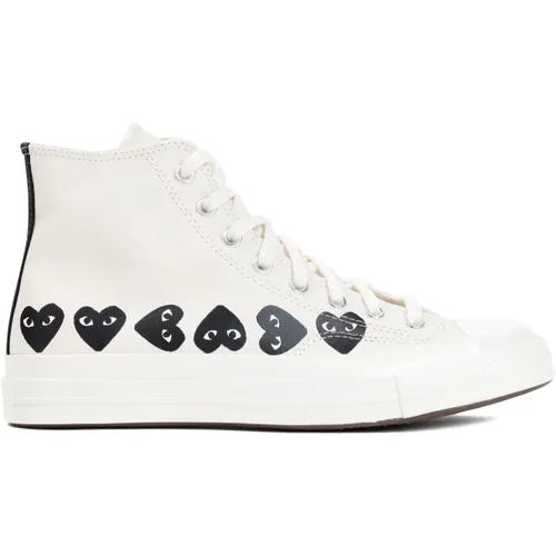 Weiße Canvas High Top Sneakers , Damen, Größe: 38 1/2 EU - Comme des Garçons Play - Modalova