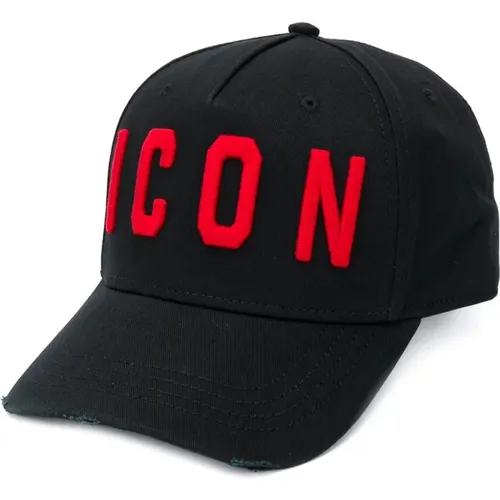 Schwarzer Hut mit gesticktem Logo - Dsquared2 - Modalova