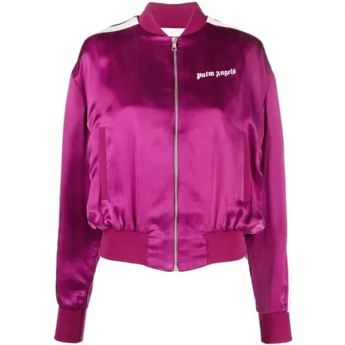 Women`s Track Bomber Jacket - Burgundy, Size M , female, Sizes: M, S - Palm Angels - Modalova