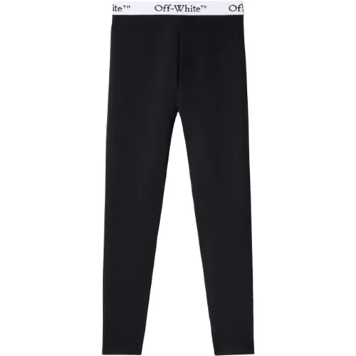 Schwarze Hose Stilvoll , Damen, Größe: M - Off White - Modalova