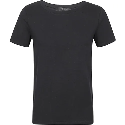 Klassisches Schwarzes Baumwoll-T-Shirt , Damen, Größe: M - Max Mara Weekend - Modalova