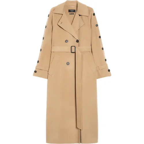 Woll-Trenchcoat mit doppelreihiger Knopfleiste , Damen, Größe: 3XS - Max Mara Weekend - Modalova