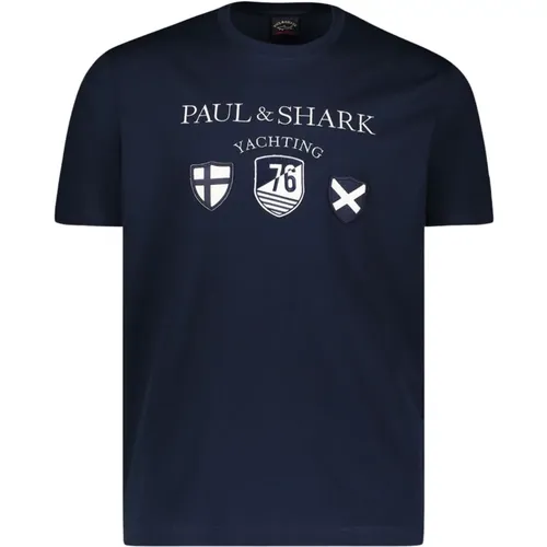 Nautical Embroidered Men's T-Shirt , male, Sizes: XL, M - PAUL & SHARK - Modalova