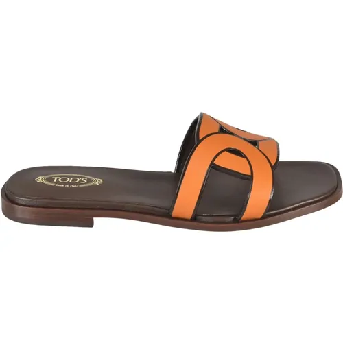 Elegant Flat Sandals Medium Ochre , female, Sizes: 3 1/2 UK, 8 UK, 5 UK, 4 UK, 6 UK - TOD'S - Modalova