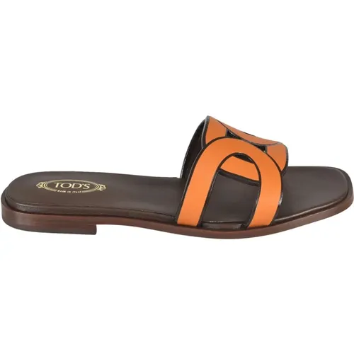 Elegant Flat Sandals Medium Ochre , female, Sizes: 7 UK, 3 1/2 UK, 8 UK, 5 UK, 4 1/2 UK, 4 UK, 5 1/2 UK, 6 UK - TOD'S - Modalova