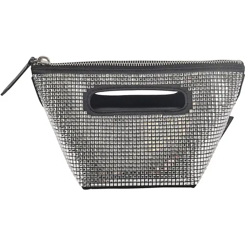 Black Crystal Handbag with Cut-Out Handle , female, Sizes: ONE SIZE - The Attico - Modalova