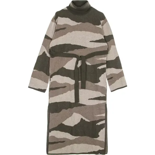 Langarm Hoher Kragen Camo Kleid - Element - Modalova