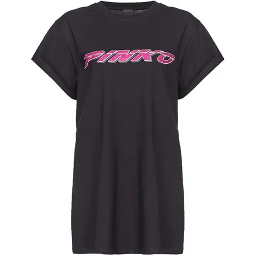 Cotton Jersey T-shirt Telesto , female, Sizes: S, XS, M - pinko - Modalova