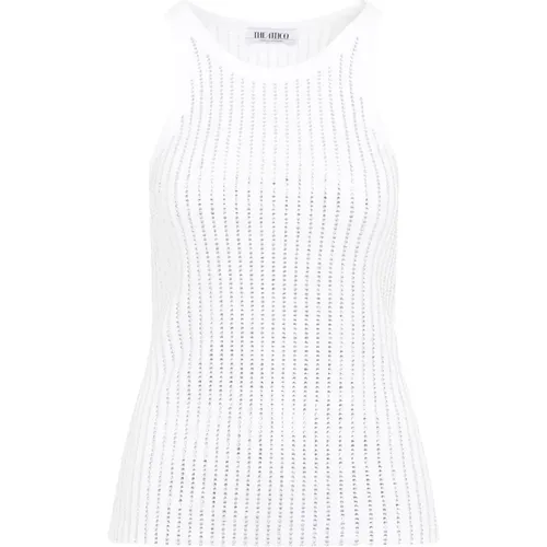 Kristallgeripptes Tanktop Weiß , Damen, Größe: 2XS - The Attico - Modalova