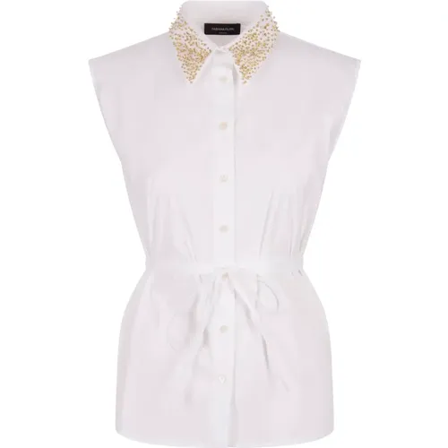 Sleeveless Jewelled Collar Shirt , female, Sizes: XS, M, S, 2XS - Fabiana Filippi - Modalova