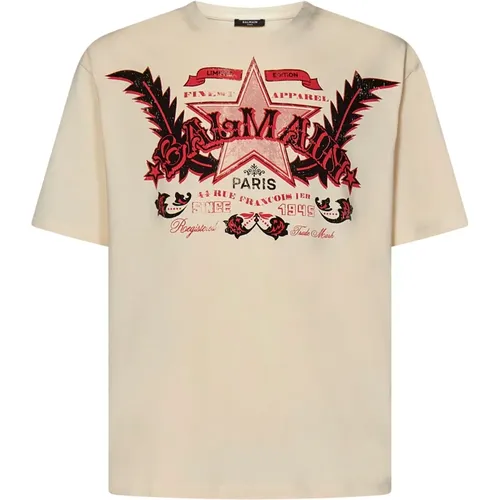 Vintage Western Print T-Shirt , Herren, Größe: XS - Balmain - Modalova