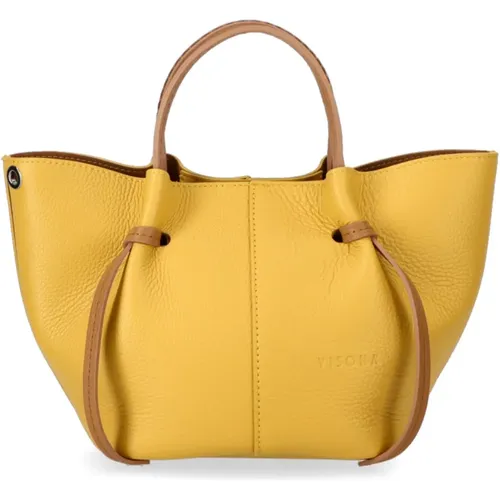 Handbag with Leather Handles and Shoulder Strap , female, Sizes: ONE SIZE - Plinio Visonà - Modalova