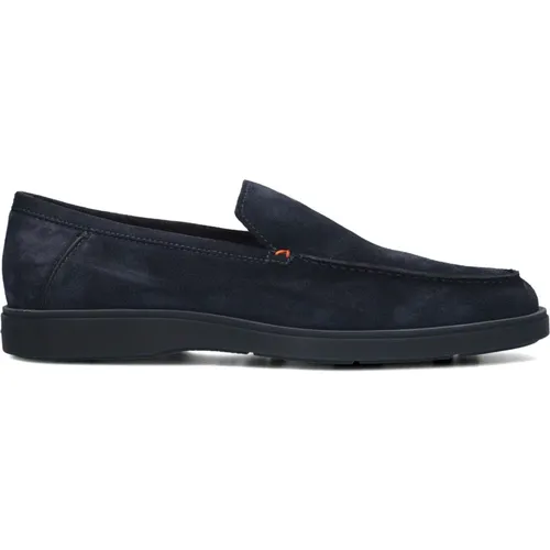 Blaue Wildleder Slip-Ons Detroit 17824 , Herren, Größe: 39 EU - Santoni - Modalova