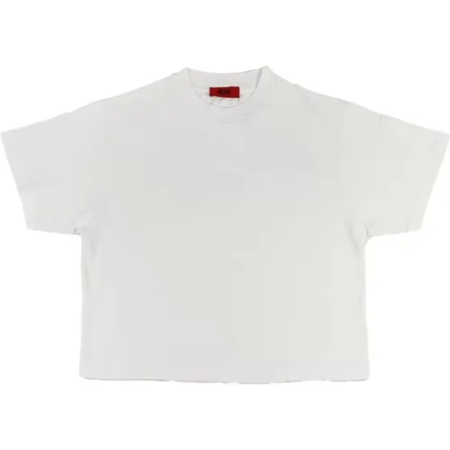 Cropped Creme T-Shirt mit Stickerei , Herren, Größe: 2XL - 424 - Modalova