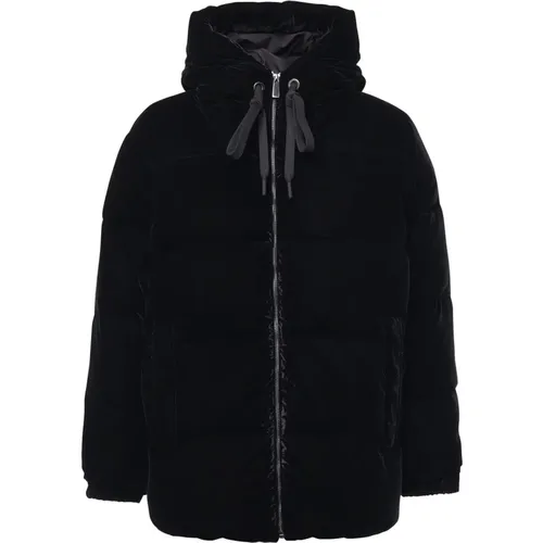 Schwarze Samt-Kapuzenjacke mit Stickerei , Damen, Größe: M - MC2 Saint Barth - Modalova