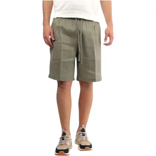 Grüne Leinen-Bermuda-Shorts , Herren, Größe: W38 - Michael Coal - Modalova