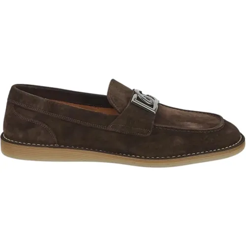 Leder Logo Loafer , Herren, Größe: 41 EU - Dolce & Gabbana - Modalova