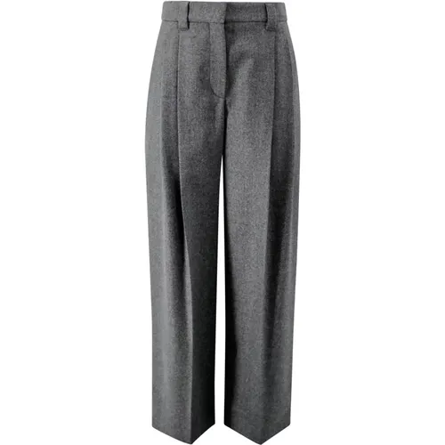 Grey Wool Pleated Trousers , female, Sizes: 2XS - BRUNELLO CUCINELLI - Modalova