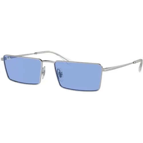 Stilvolle Silber Blaue Sonnenbrille , Herren, Größe: 56 MM - Ray-Ban - Modalova