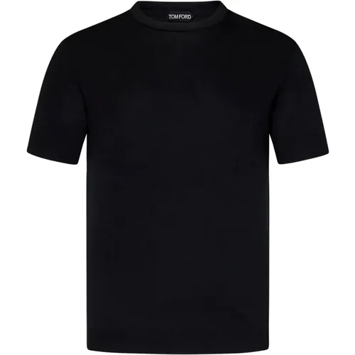 Schwarzes Rundhals-T-Shirt , Herren, Größe: L - Tom Ford - Modalova