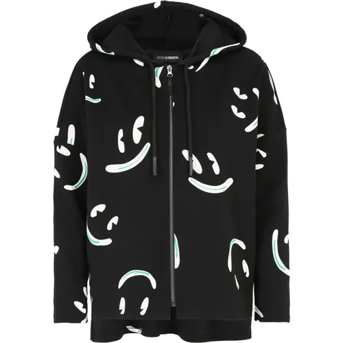 Smiley Print Kapuzenjacke , Damen, Größe: 2XL - DORIS S - Modalova