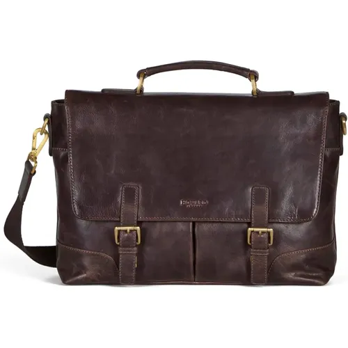Classic Leather Briefcase Bag Dark , male, Sizes: ONE SIZE - Howard London - Modalova