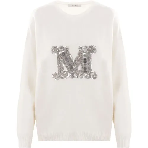 Weiße Pullover mit Monogramm-Verzierungen , Damen, Größe: M - Max Mara - Modalova