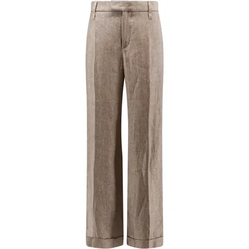Linen Trousers with Flared Bottom , female, Sizes: M - BRUNELLO CUCINELLI - Modalova
