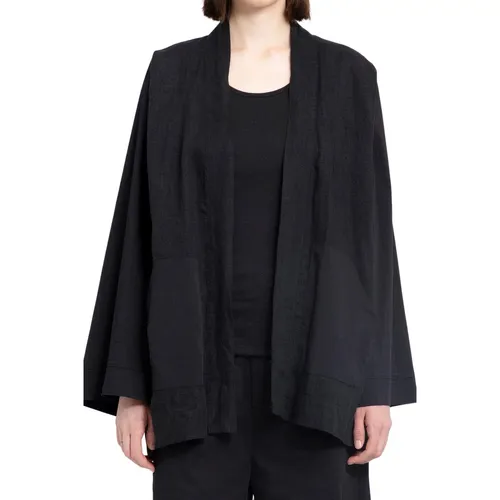 Schwarze Leinen Kimono Jacke , Damen, Größe: S - Thom Krom - Modalova