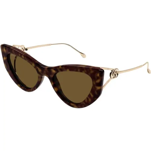 Braune Havana Sonnenbrille Gg1565S 002 , Damen, Größe: 52 MM - Gucci - Modalova