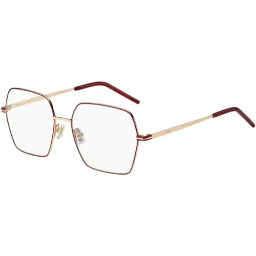 Gold Red Frame Stylish Glasses , unisex, Sizes: 54 MM - Hugo Boss - Modalova