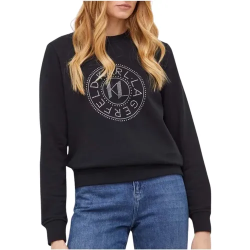Rhinestone Logo Sweatshirt , Damen, Größe: XS - Karl Lagerfeld - Modalova